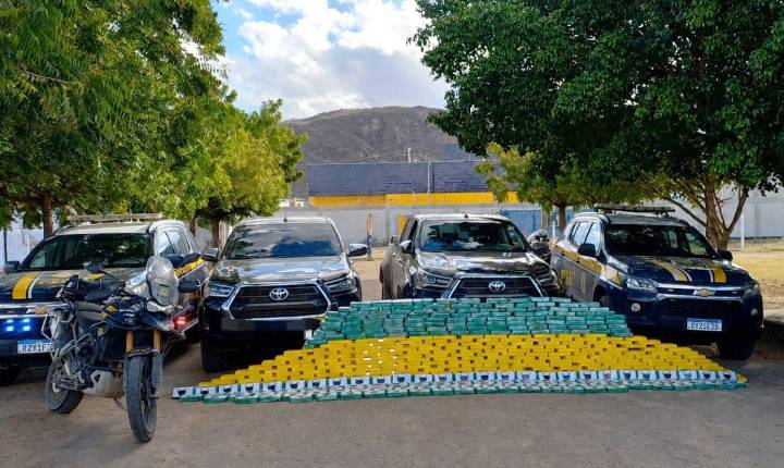 PRF APREENDE QUASE MEIA TONELADA DE COCAÍNA E PASTA BASE EM SALGUEIRO, PE