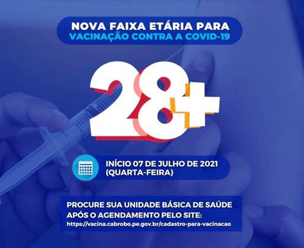 Cabrobó começa a vacinar pessoas a partir de 28 anos nesta quarta-feira (7).