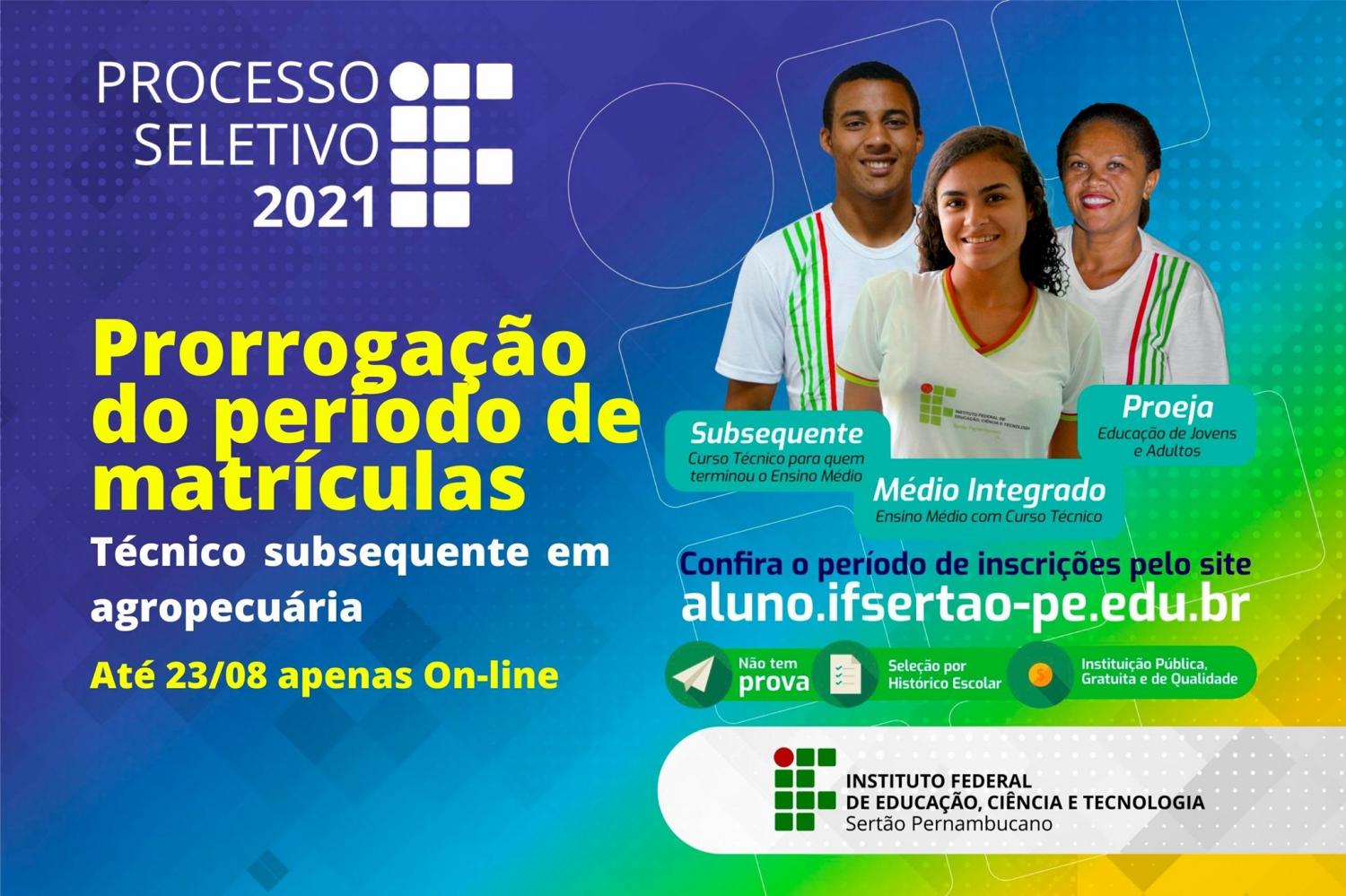 IFSertão Floresta prorroga prazo para matrícula no curso Técnico Subsequente em Agropecuária.