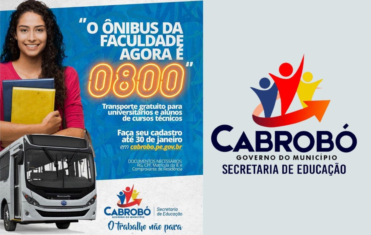 Prefeitura de Cabrobó realiza cadastro de estudantes para o transporte universitário