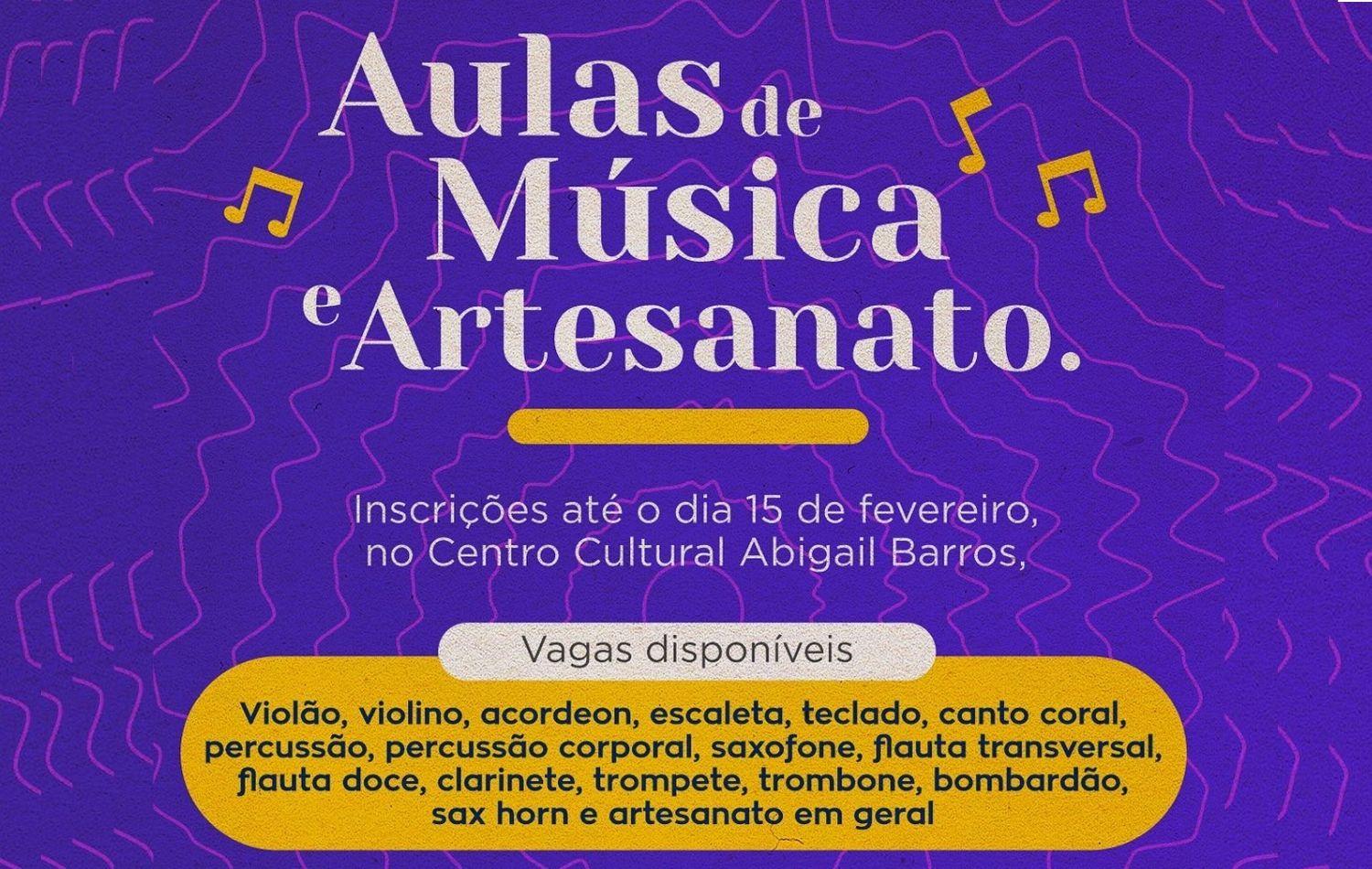 Prefeitura de Santa Maria da Boa Vista abre vagas para aulas de música e artesanato.