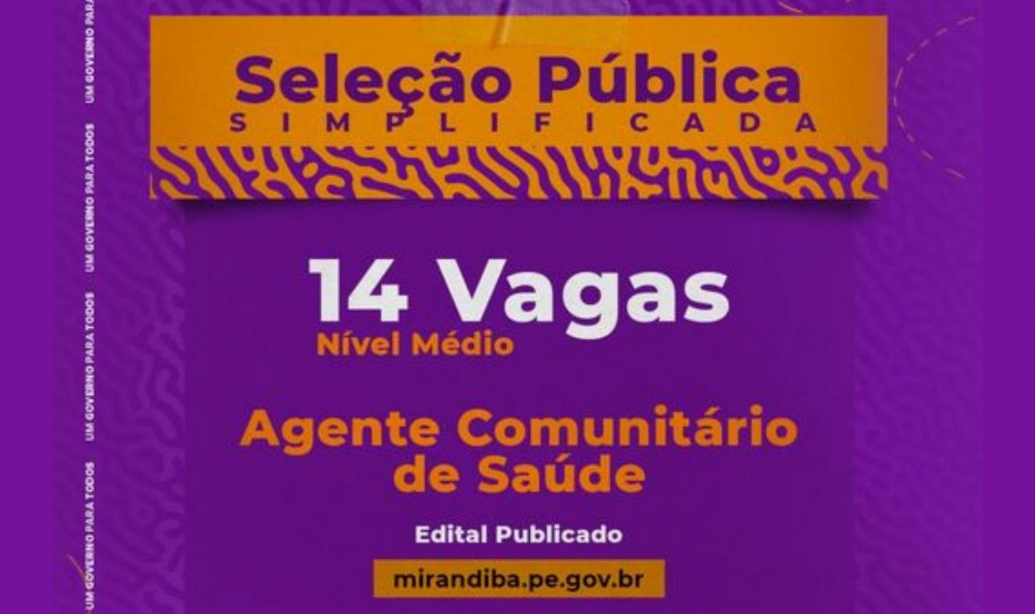 Prefeitura de Mirandiba reabre processo de Seleção Pública para Agentes Comunitários de Saúde