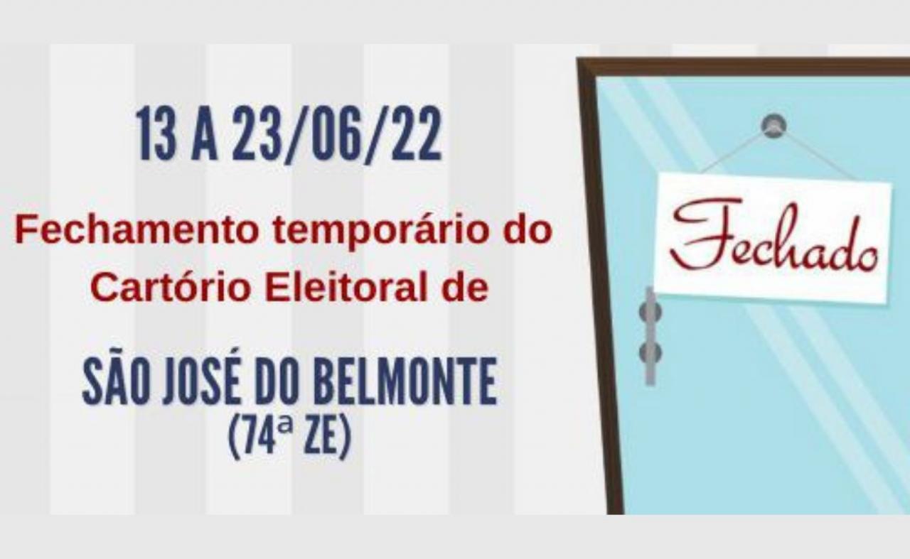 TRE-PE informa fechamento temporário do cartório eleitoral de São José do Belmonte, PE