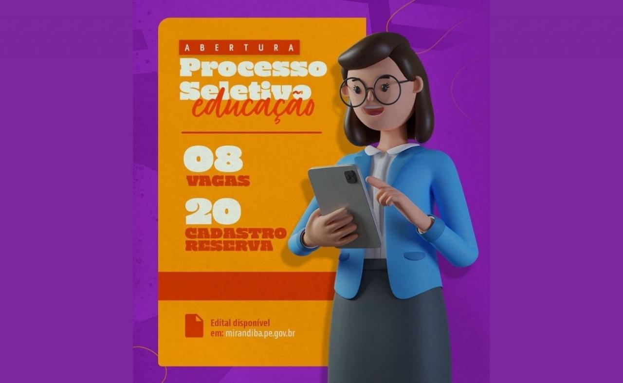 Secretaria de Educação de Mirandiba abre inscrições de Processo Seletivo Simplificado com oito vagas