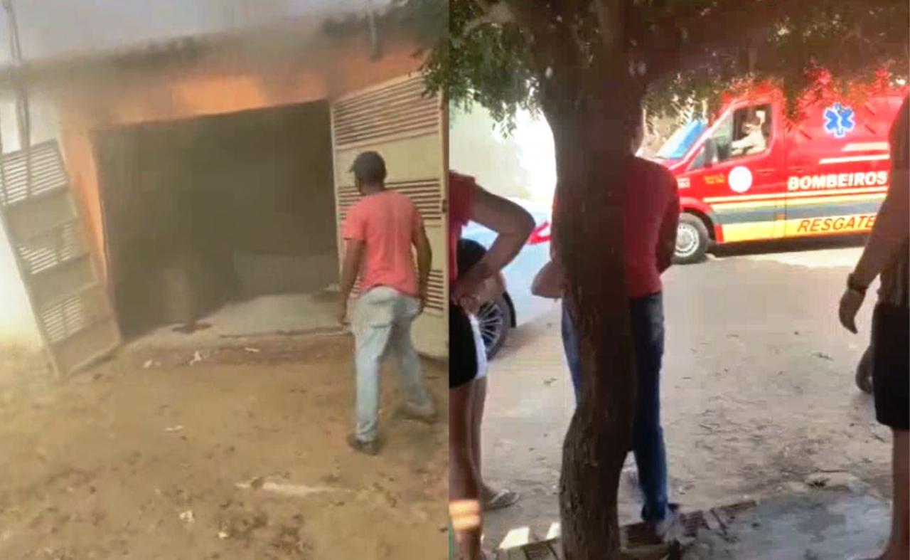 Casa pega fogo e idosa é levada para o hospital em Santa Maria da Boa Vista, PE