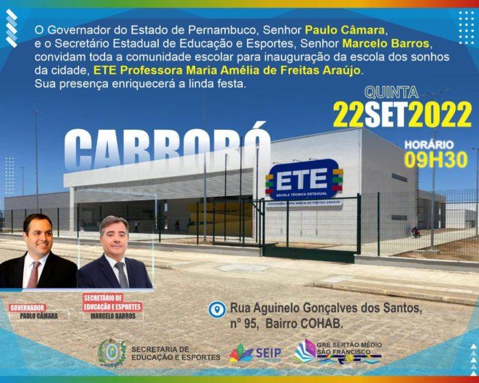 Cabrobó: Inauguração da ETE Profª Maria Amélia e da 1ª etapa da PE-499, acontece nesta quinta-feira (22)