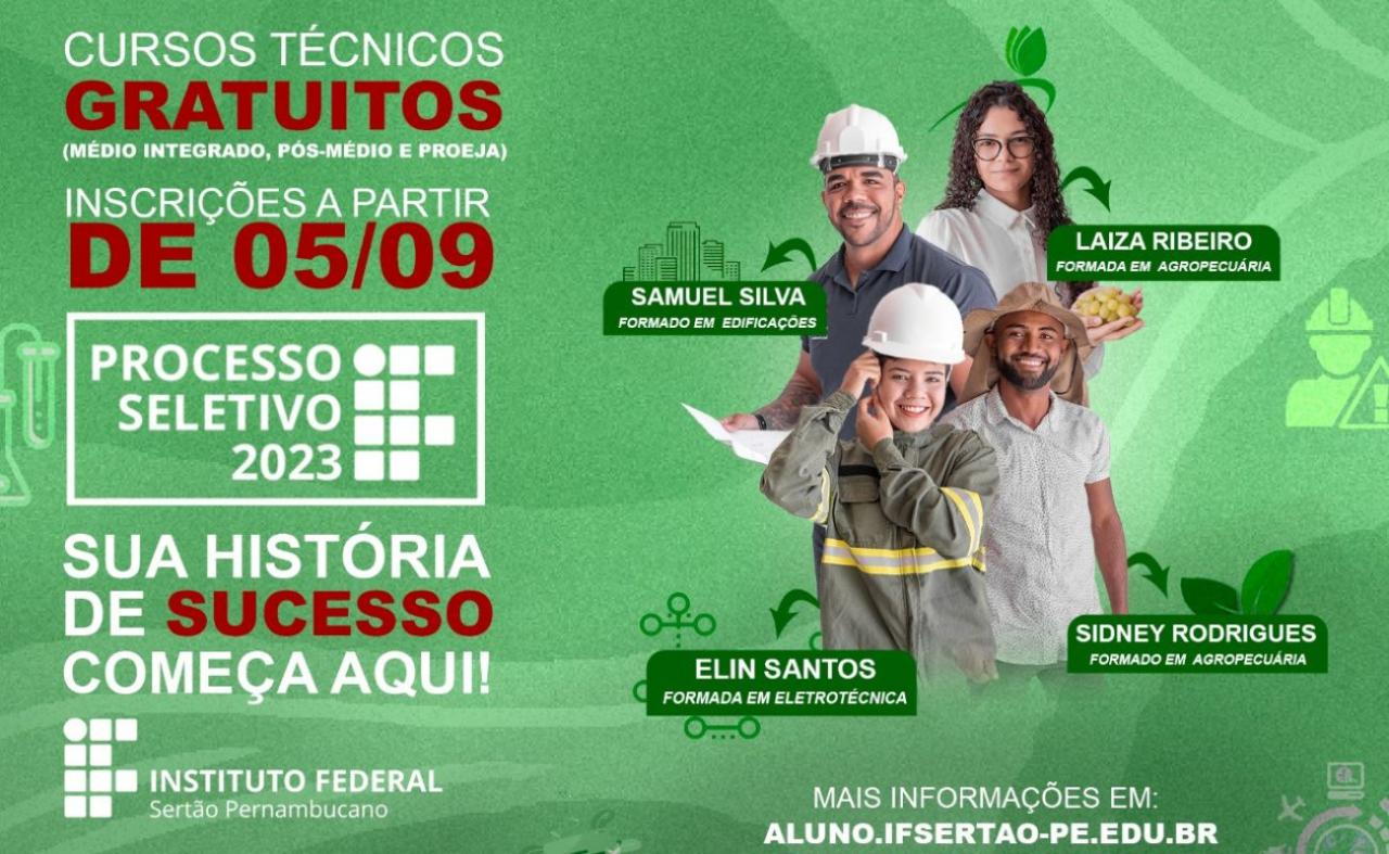 IFSertãoPE abre processo seletivo com 2.055 vagas para cursos técnicos gratuitos