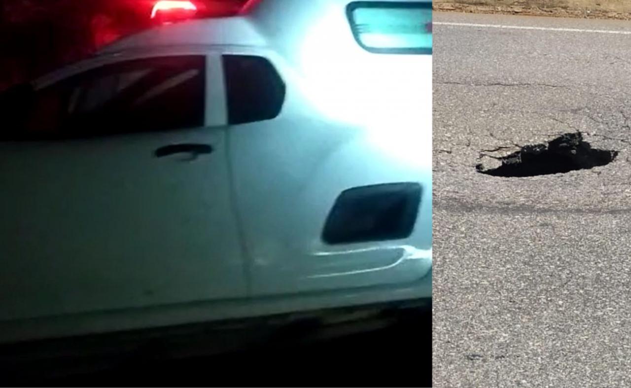 Cratera na PE-360 provoca acidente entre caminhão e ambulância, em Floresta,PE