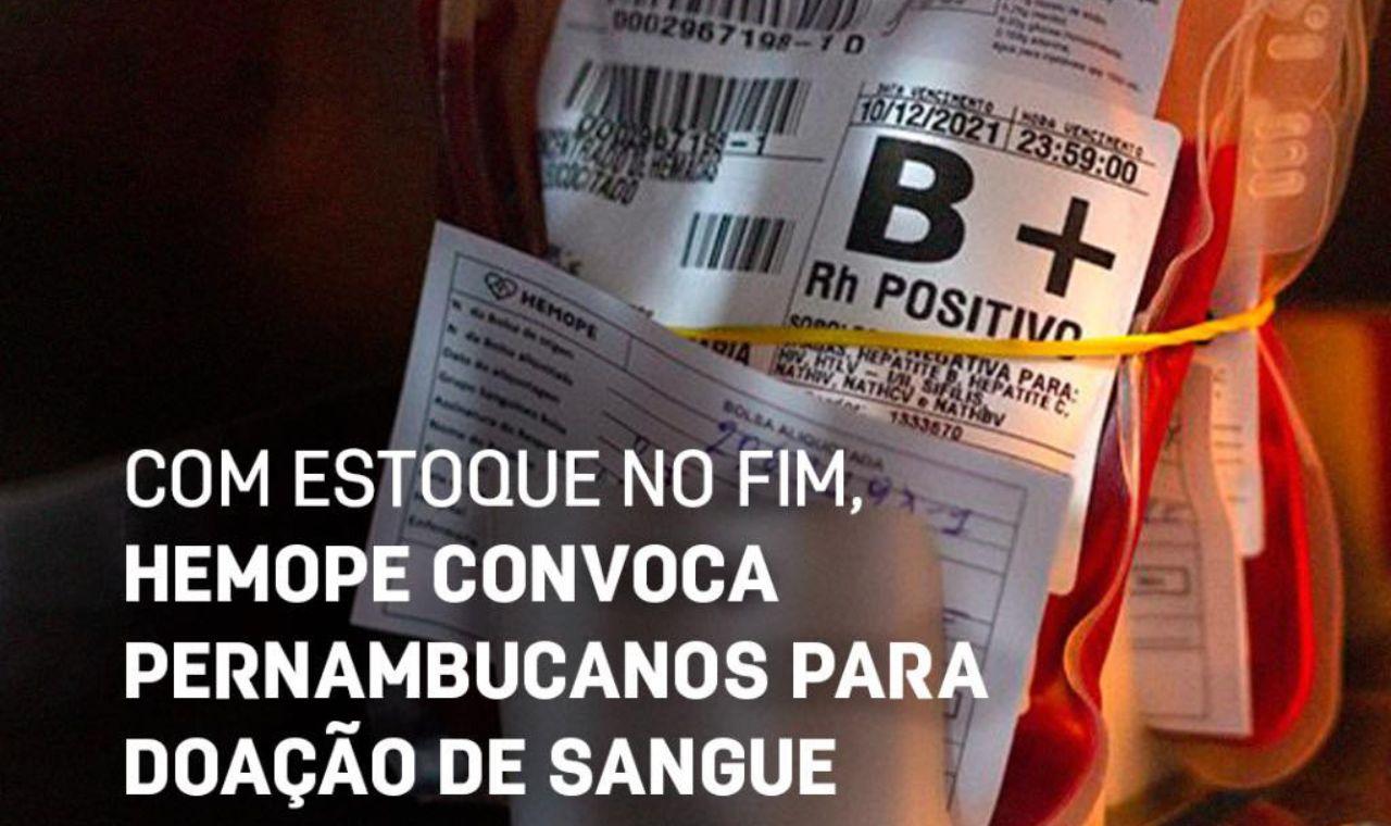 Hemope convoca pernambucanos para doação de sangue