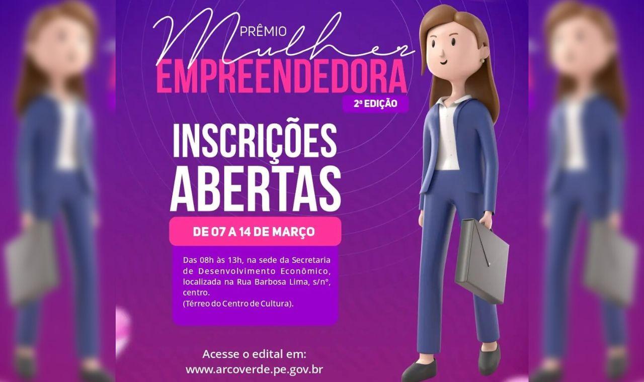 PREFEITURA DE ARCOVERDE INICIA INSCRIÇÕES PARA A 2ª EDIÇÃO DO PRÊMIO MULHER EMPREENDEDORA