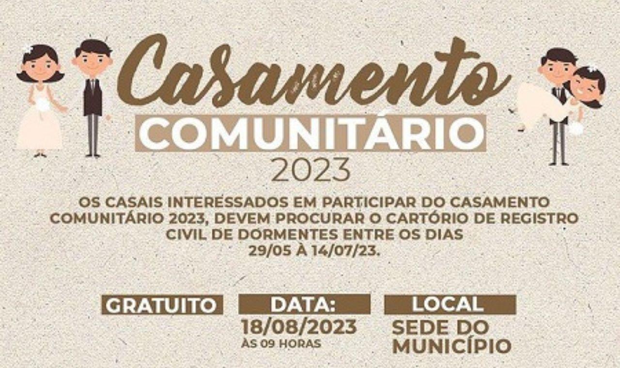 DORMENTES ABRE INSCRIÇÕES PARA CASAMENTO COMUNITÁRIO