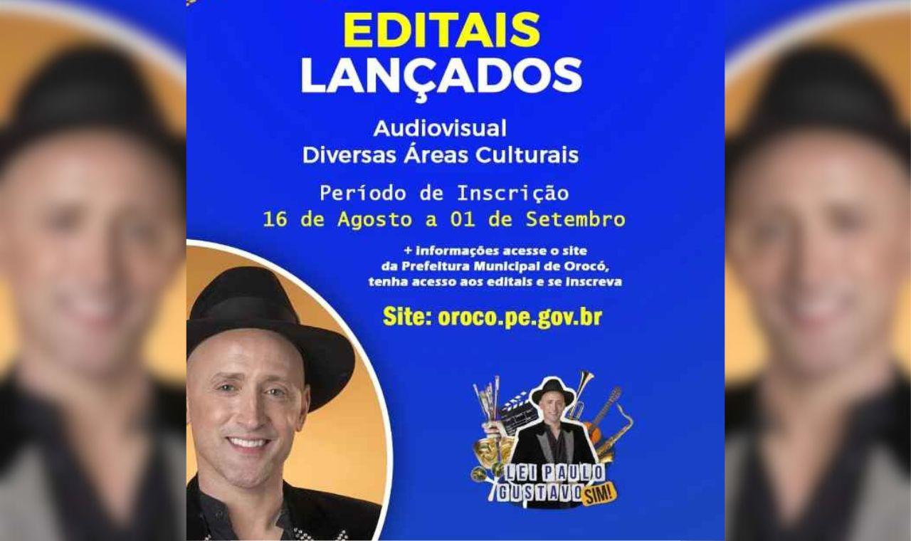 OROCÓ ABRE INSCRIÇÕES DE SELEÇÃO PARA AGENTES CULTURAIS DA LEI PAULO GUSTAVO.