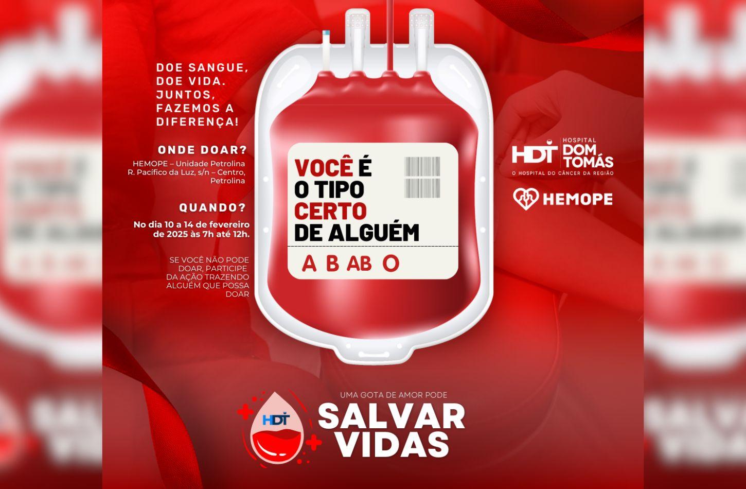 HOSPITAL DOM TOMÁS E HEMOPE PETROLINA PROMOVEM CAMPANHA DE DOAÇÃO DE SANGUE