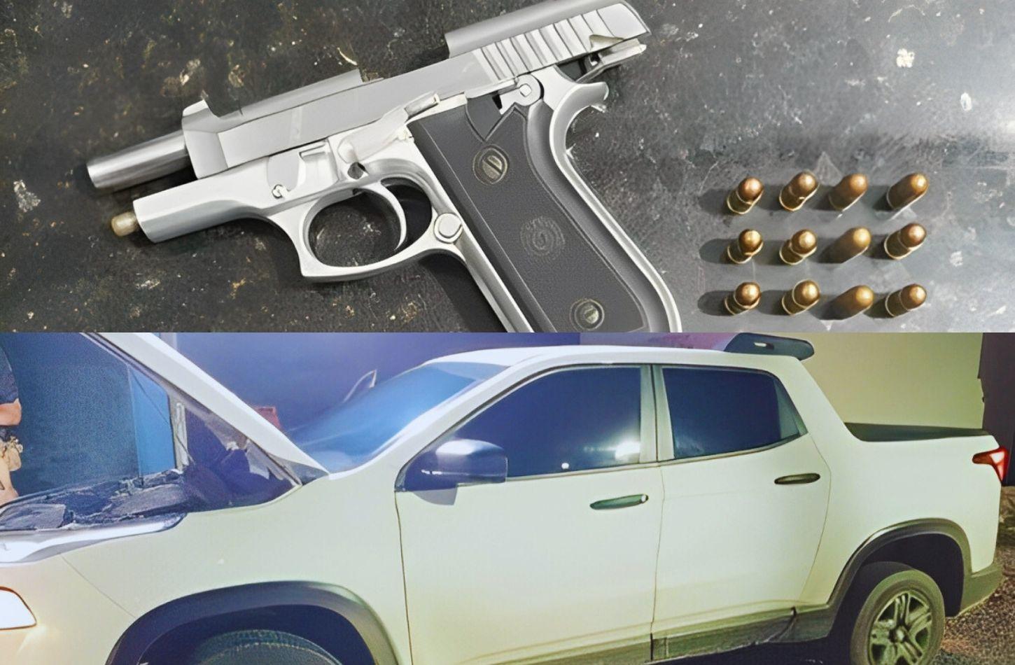 HOMEM É DETIDO COM PISTOLA, MUNIÇÕES E CAMINHONETE ROUBADA EM SERRA TALHADA, PE