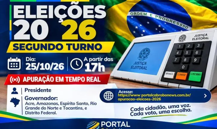 ELEIÇÕES 2026: ACOMPANHE A APURAÇÃO DO 2º TURNO EM TEMPO REAL